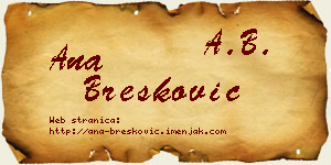Ana Brešković vizit kartica